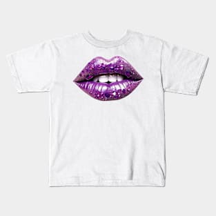 Bejeweled Purple Lips Kids T-Shirt